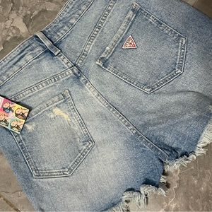 GUESS Claudia Super High-Rise Frayed Denim Shorts
